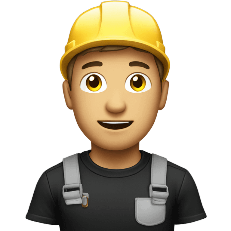 electrician with a black t-shirt with a lightning on it emoji