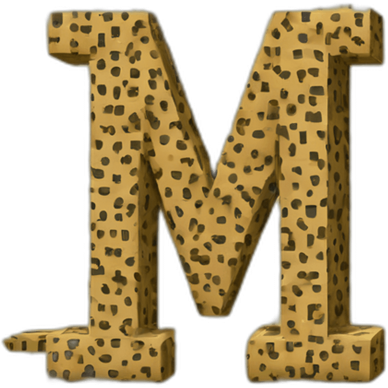 Letter "M" made of cube of pixels with cheetah pattern emoji