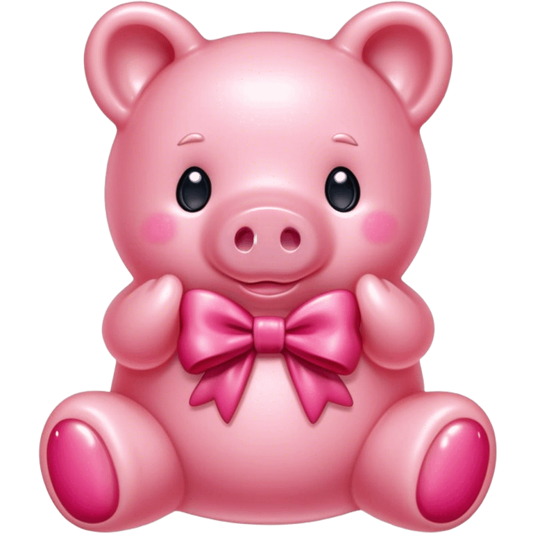 pink gummy jelly bear pig with bow emoji