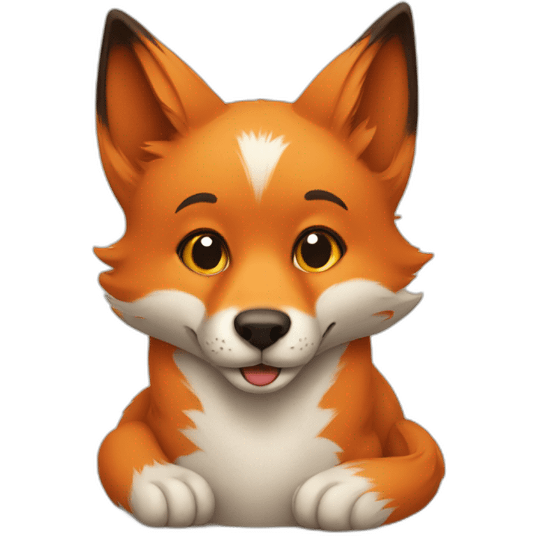 a fox hugging a dog emoji