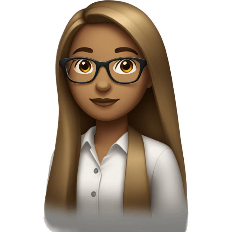 A girl with long, straight hair and light brown skin, wearing glasses. emoji