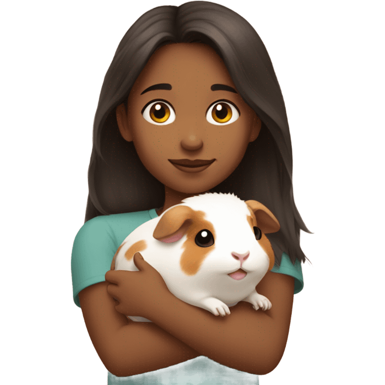 A girl cuddling a guinea pig emoji