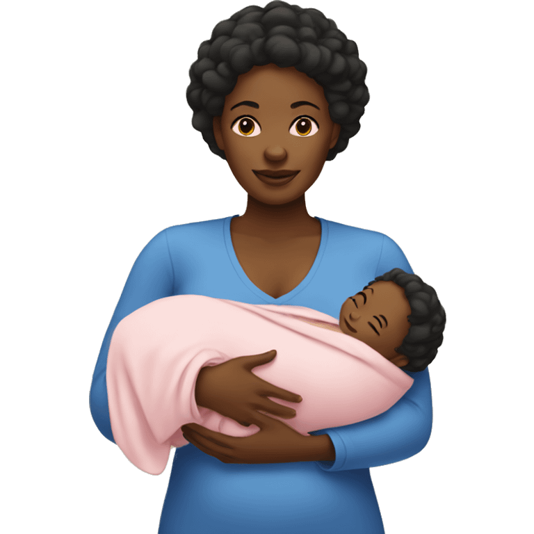 Black mom holding newborn daughter  emoji