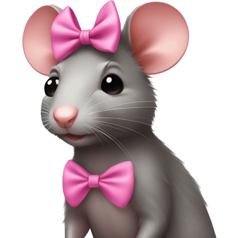 Rat wearing a pink bow emoji