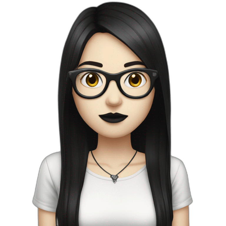 Standing-white-goth-girl-dark-hair-with-glasses emoji