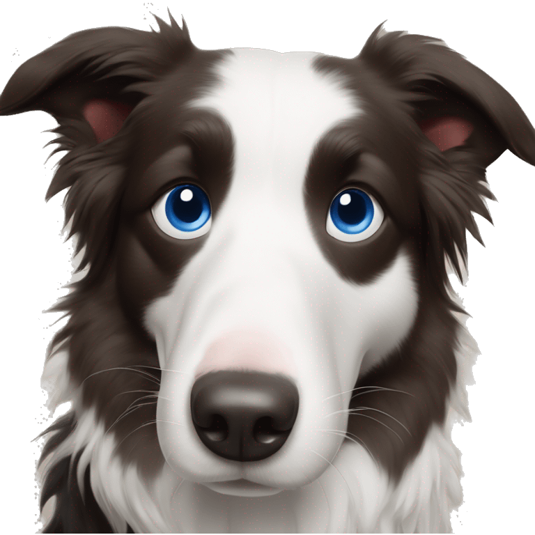 border collie with one blue eye and the other browne emoji