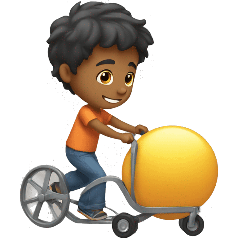 A boy pushing emoji