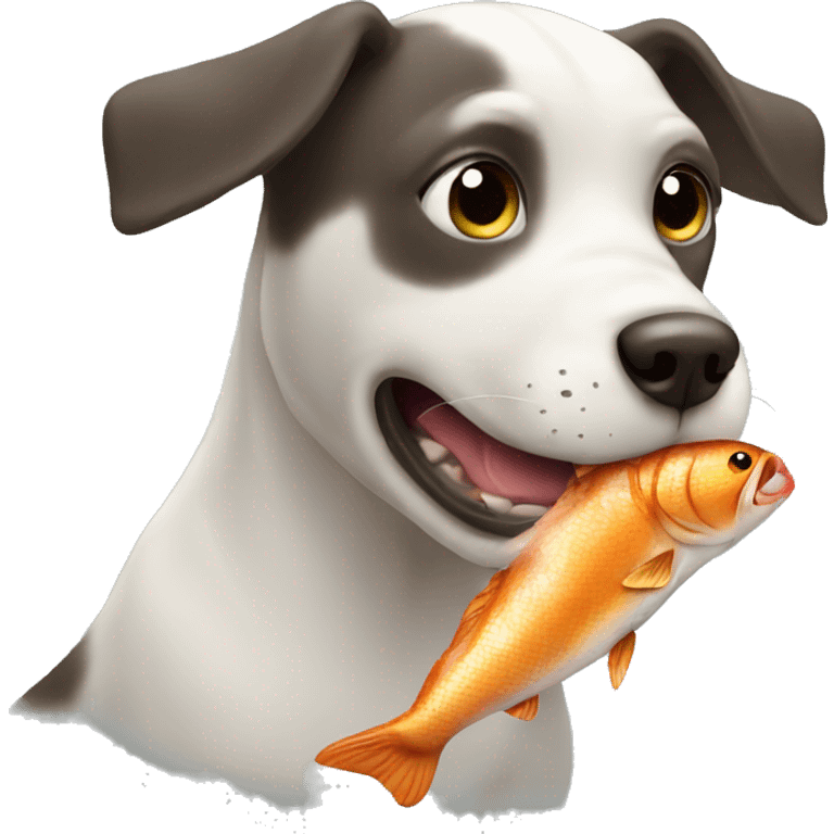 Dog eating fish emoji