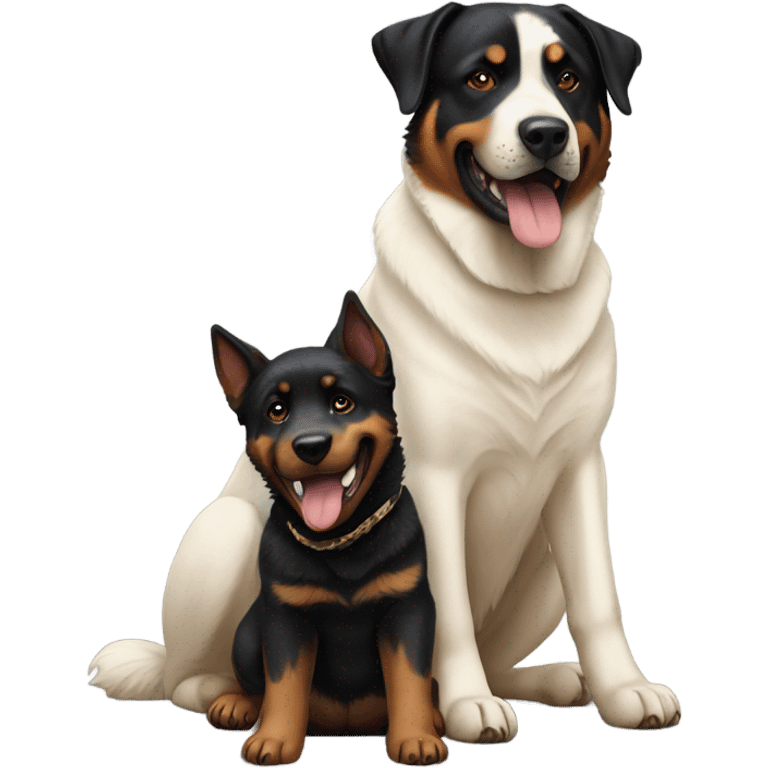 rottweiler playing with white german shepard  emoji