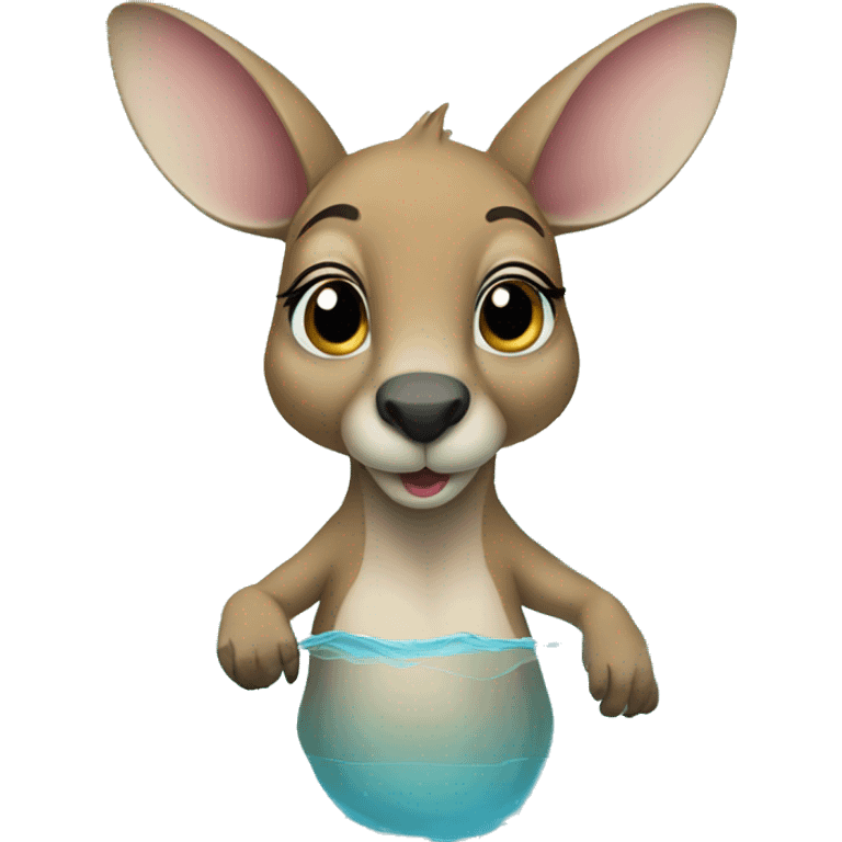 Baby kangaroo swimming in a pool emoji