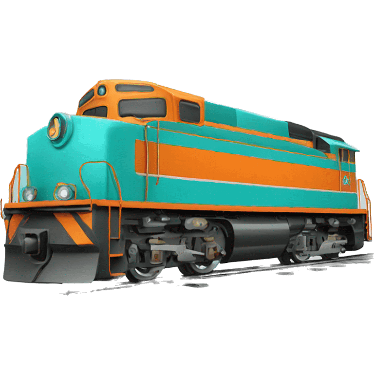 Locomotive turquoise et orange emoji