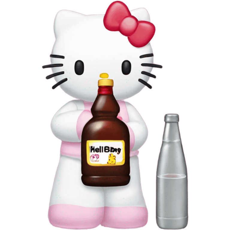 Hello kitty crying tears sad holding Hennessy bottle😭  emoji