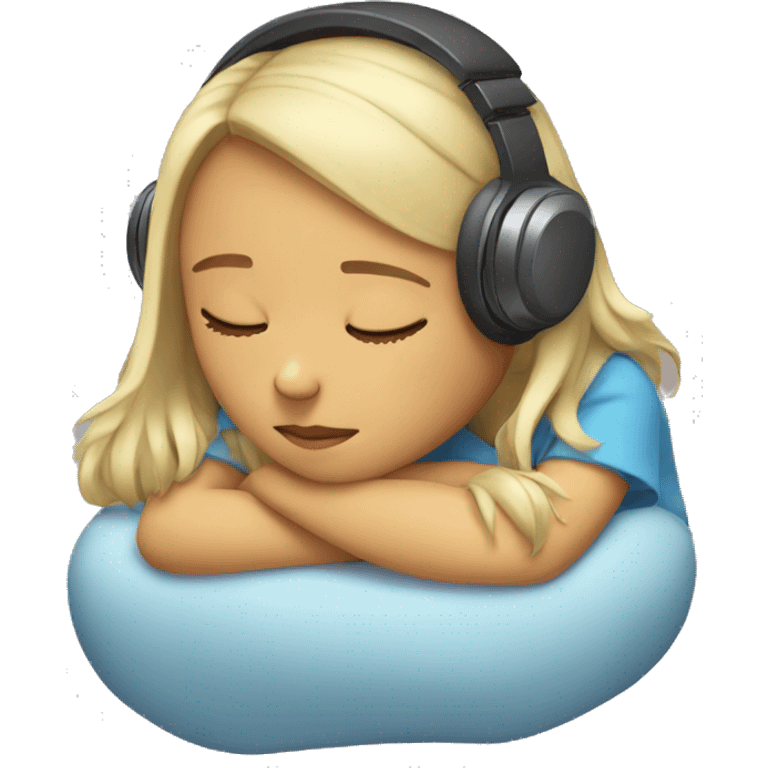 girl asleep with headphones on emoji