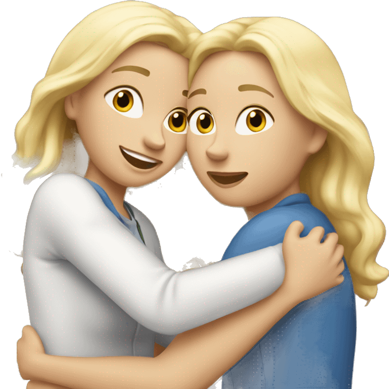 3 Caucasian blonde friends hugging emoji