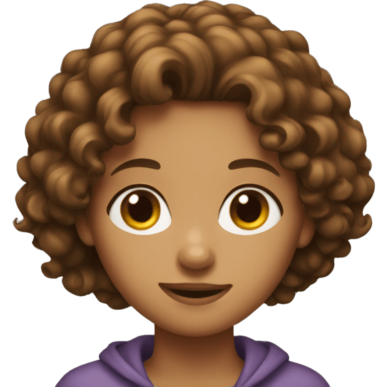 girl with brown curly hair emoji