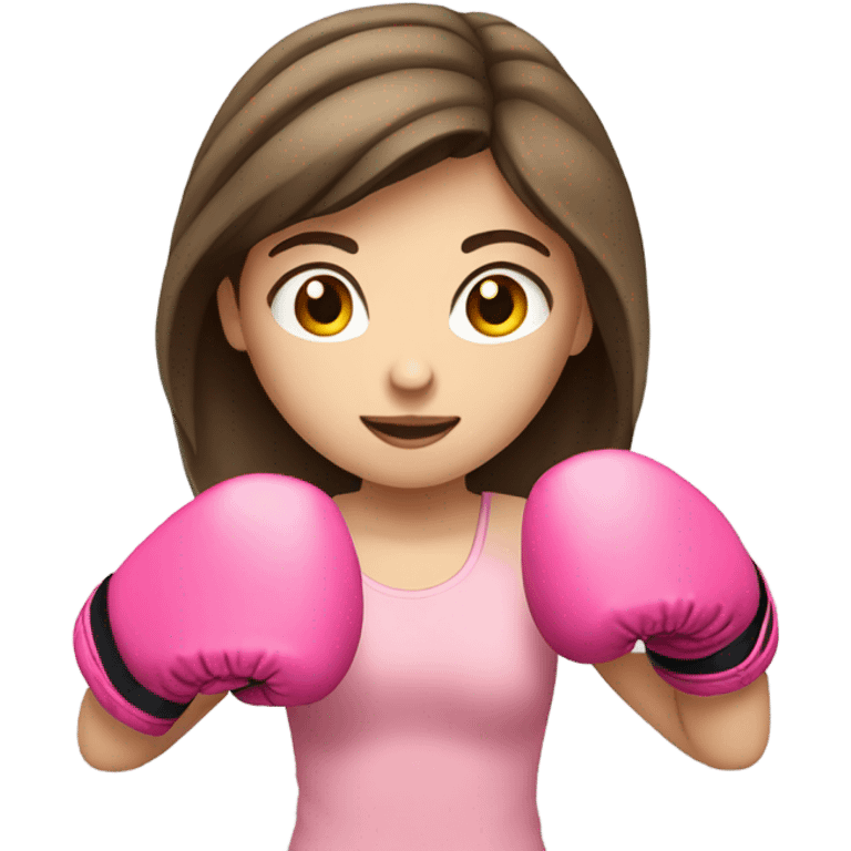 Pale Brunette girl wearing pink boxing gloves emoji