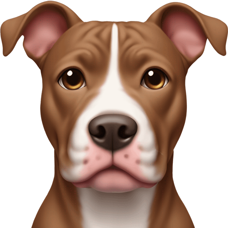 a brown pittbull with a light pink nose, white stripw above nose and white on the neck emoji