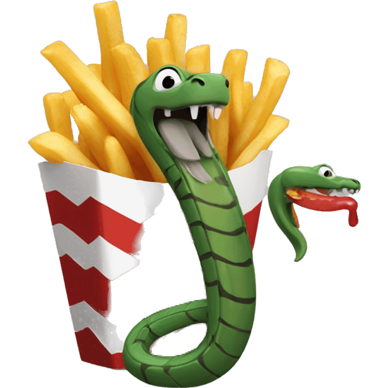 Snake eating french fries emoji