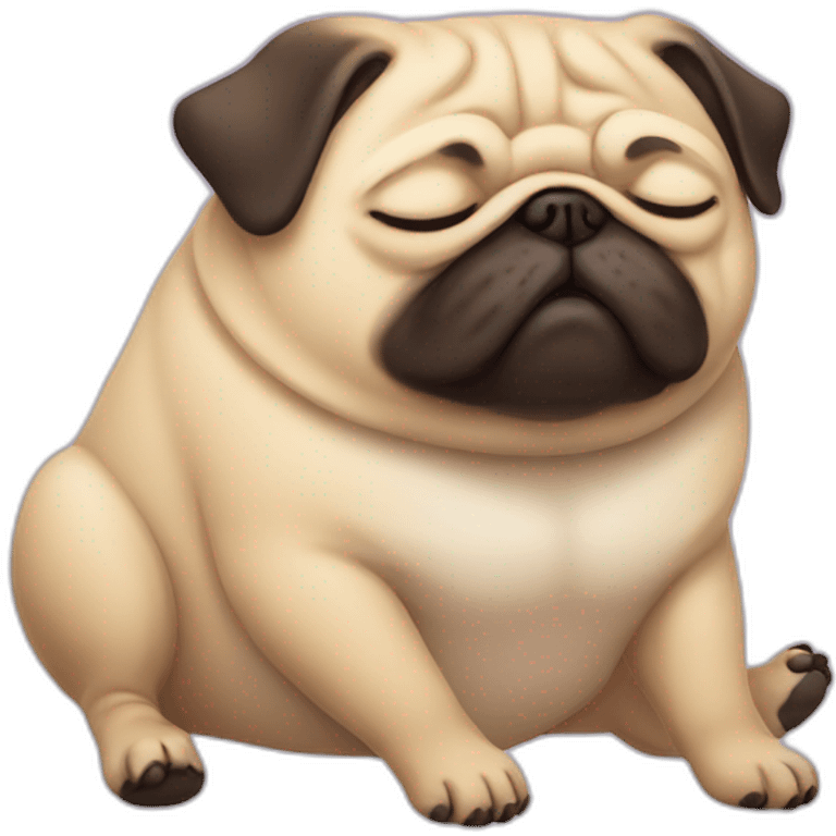 a sleeping fat pug with legs on air emoji