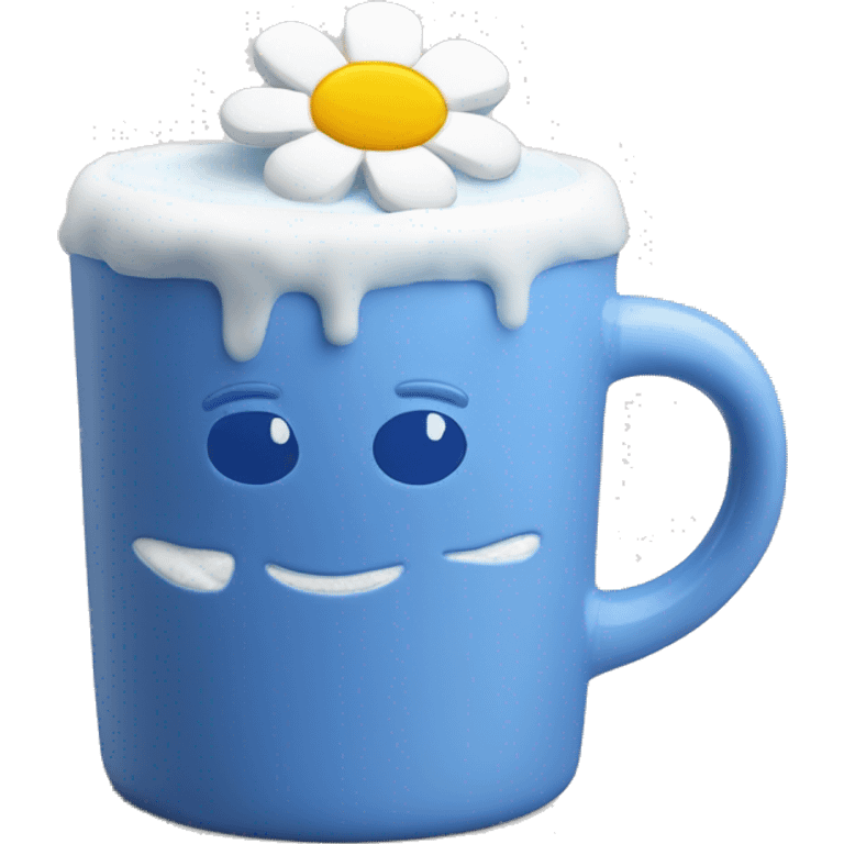 Blue flower mug with frothy foam  emoji