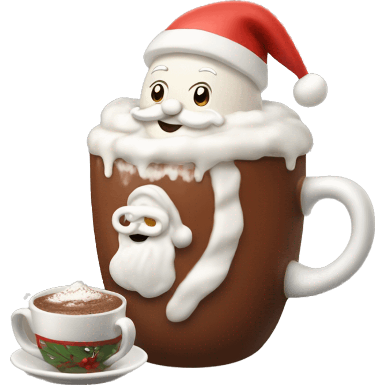 Santa drinking hot chocolate with whipped cream emoji