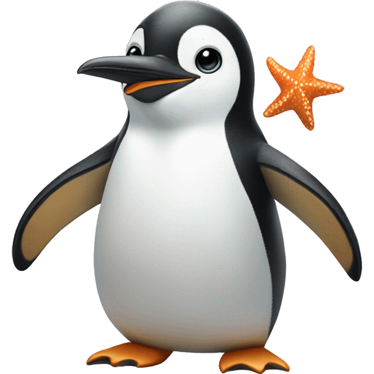 Penguin holding a starfish emoji