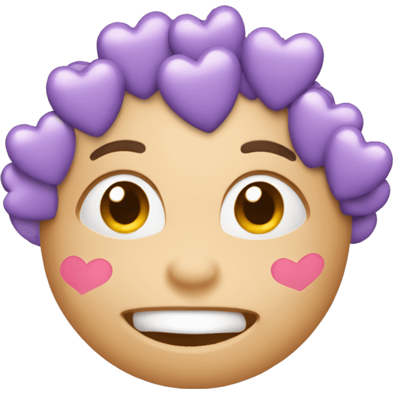 Happy face with lilac hearts around face emoji