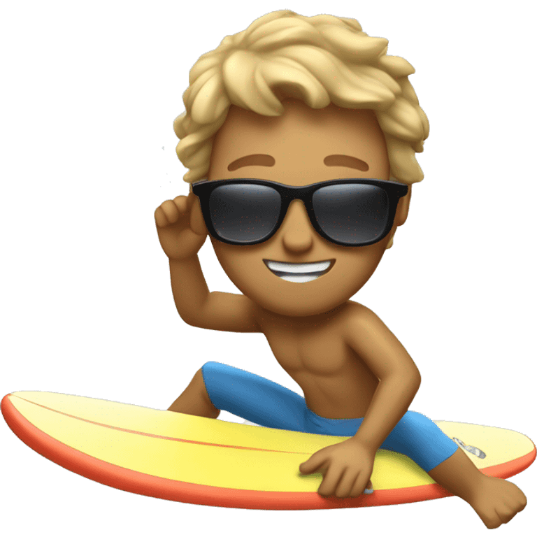 surfer surfing a wave blone with sunglasses emoji