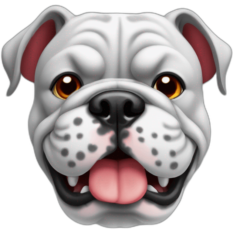 grey bulldog with red spots around its mouth emoji