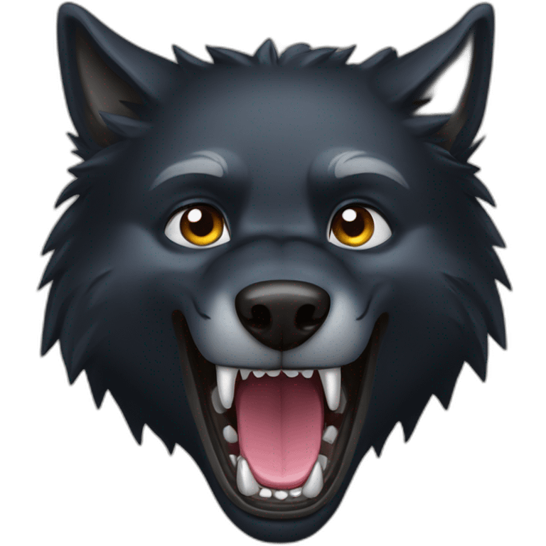 Black wolf growling  emoji