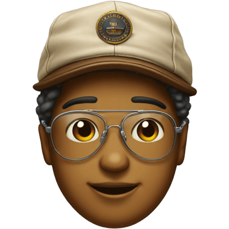 Vintage aviation cap and glasses emoji