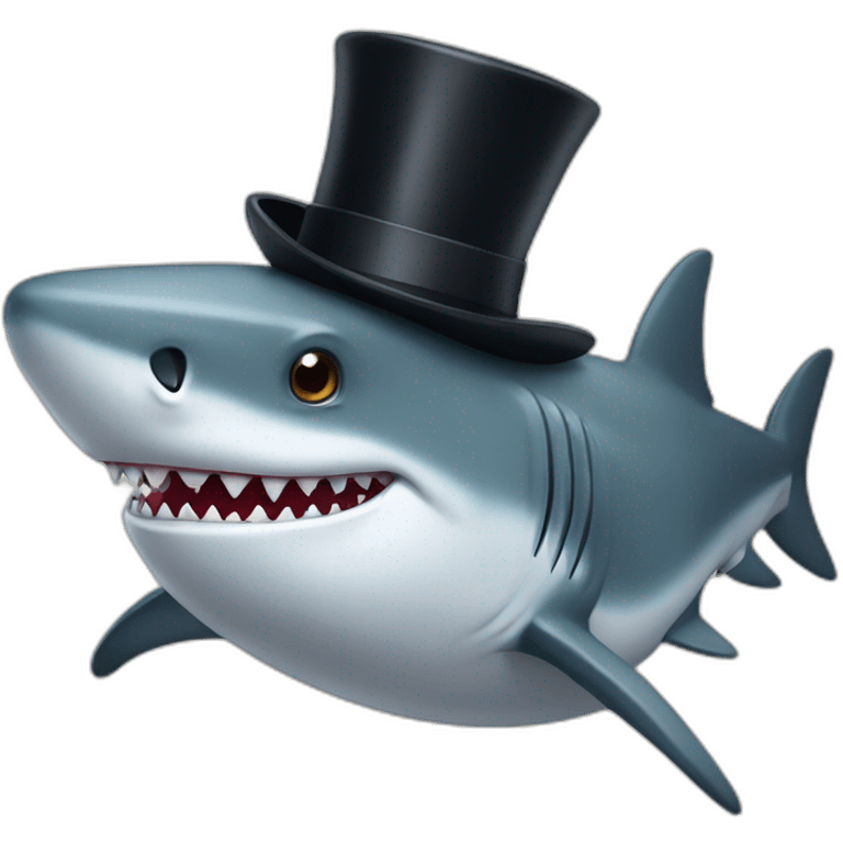 Shark with a top hat emoji