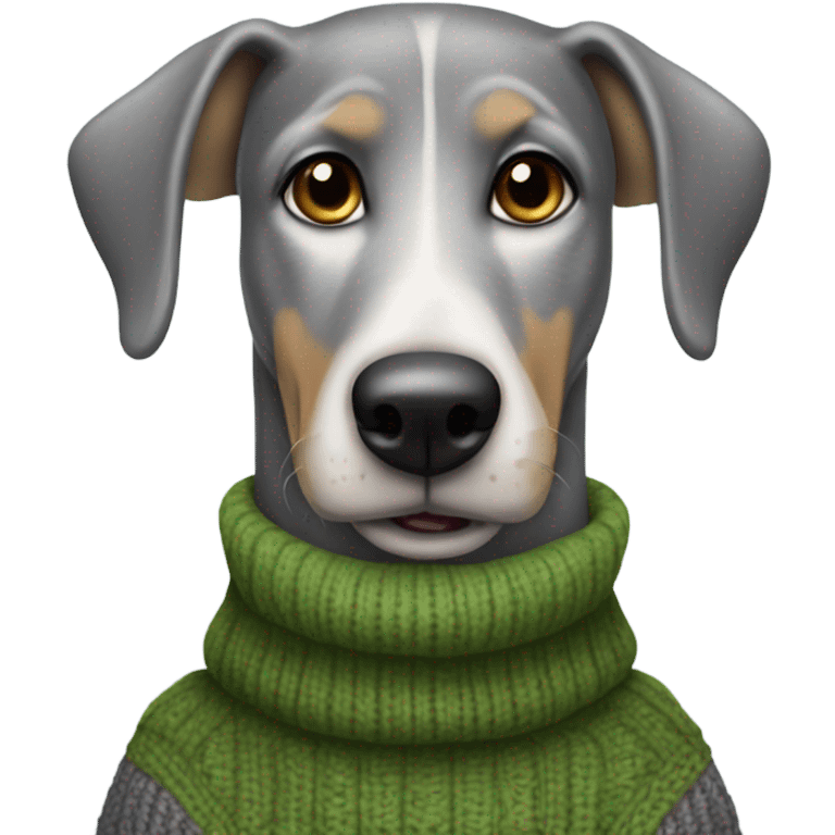 Grey hound dog wearing a turtle neck sweater emoji