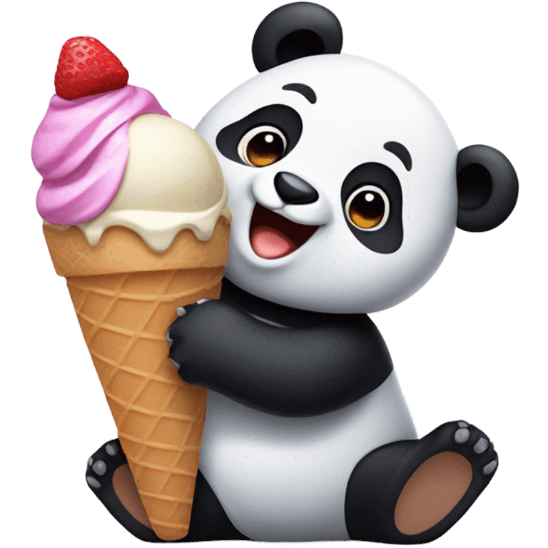 Panda eating ice cream emoji