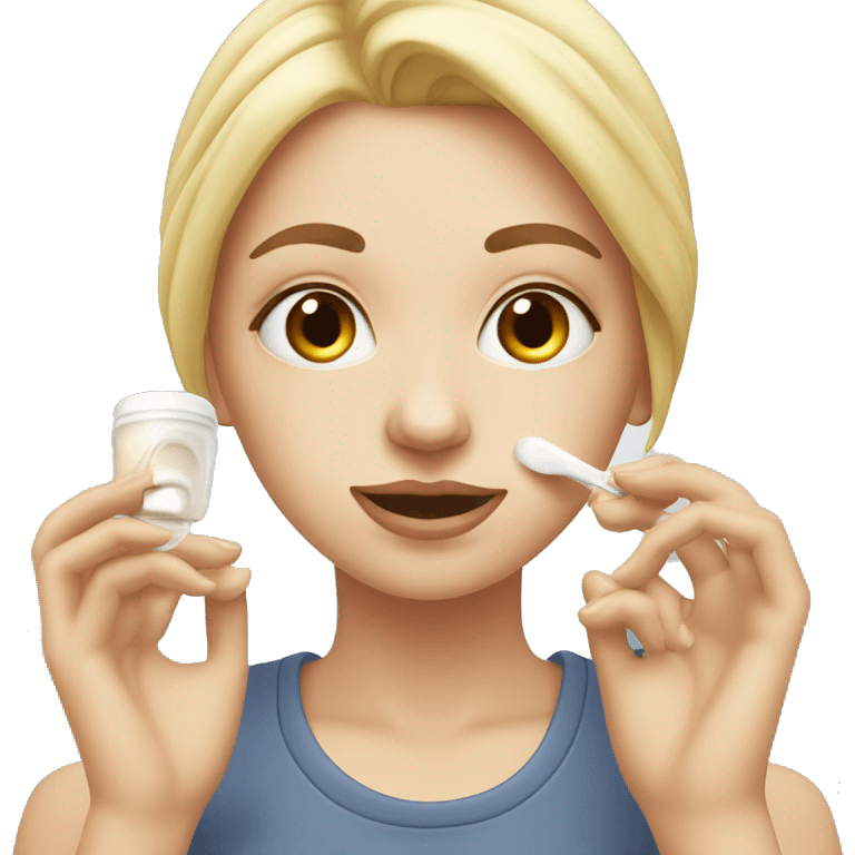 white girl applying cream on face emoji