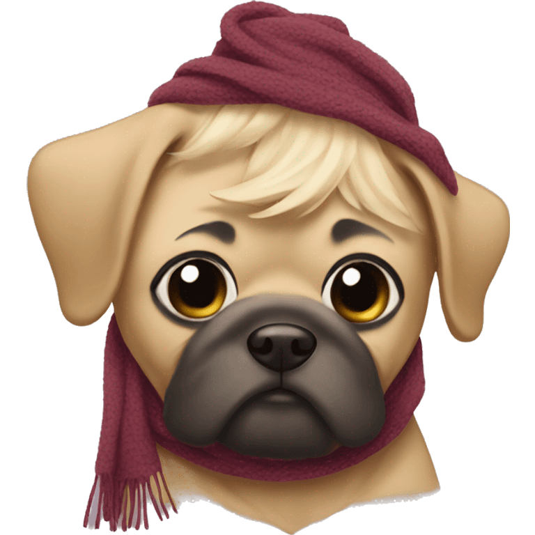 Mops wearing a scarf  emoji