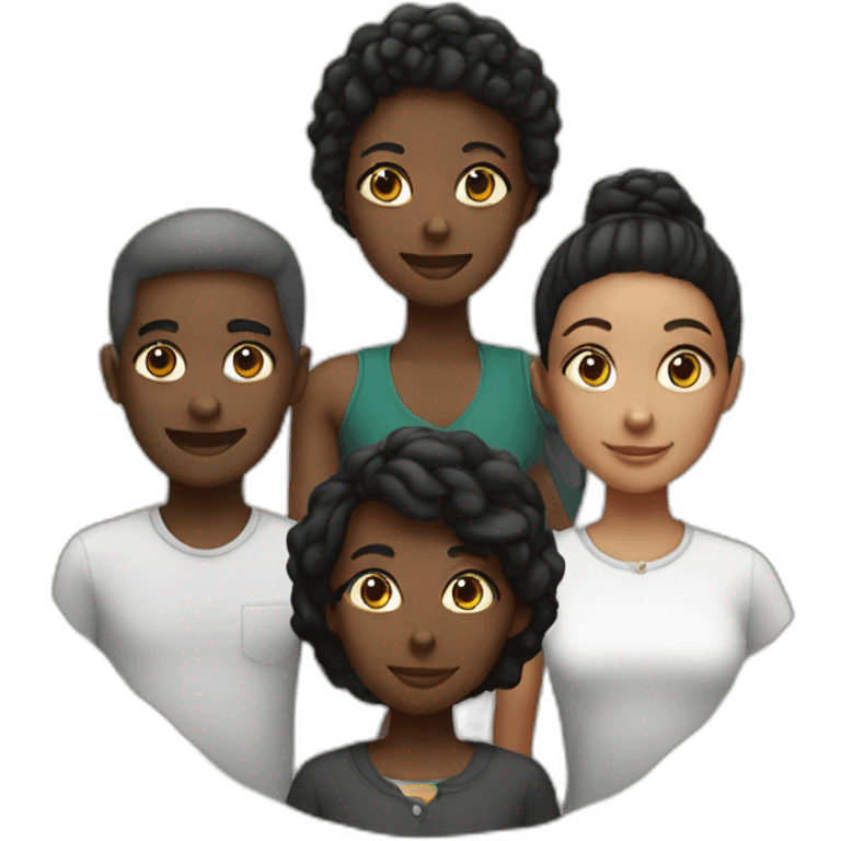 4 black people around a girl emoji