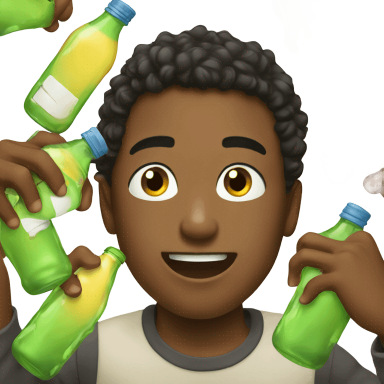 boys showing off personalities drinking out of bottles emoji