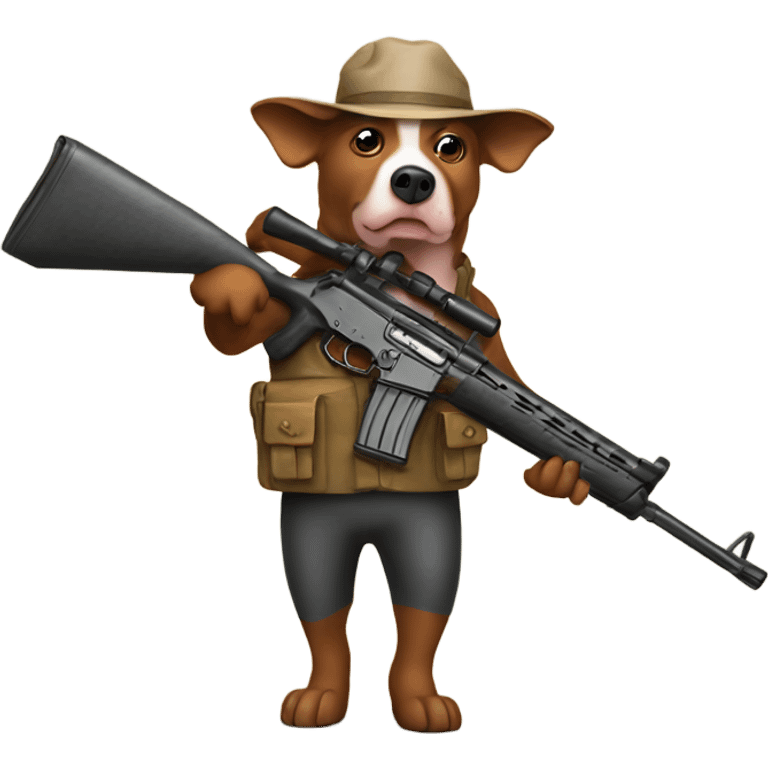 Hog dog carrying a rifle emoji