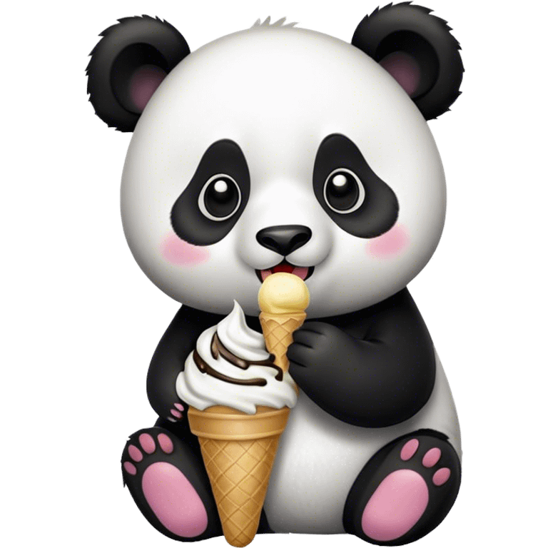 Panda eating ice cream emoji