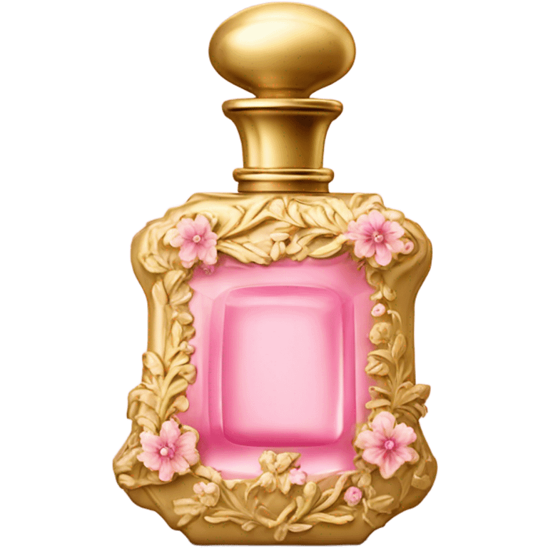 Gold and pink vintage French style perfume bottle with flowers  emoji