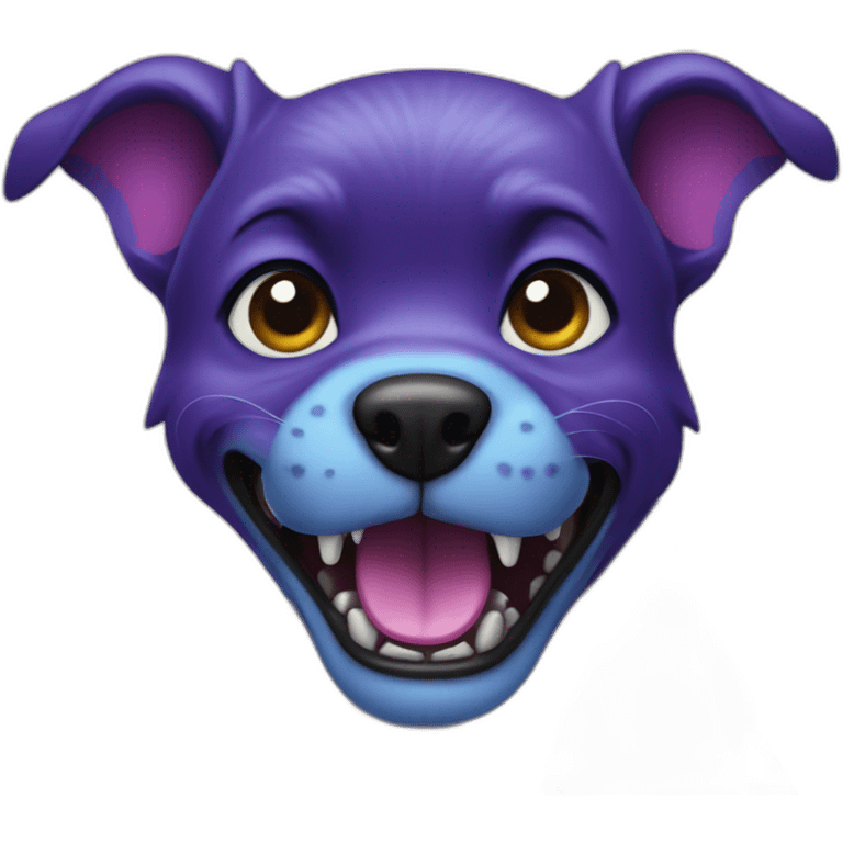 Blue and purple dog snarling emoji