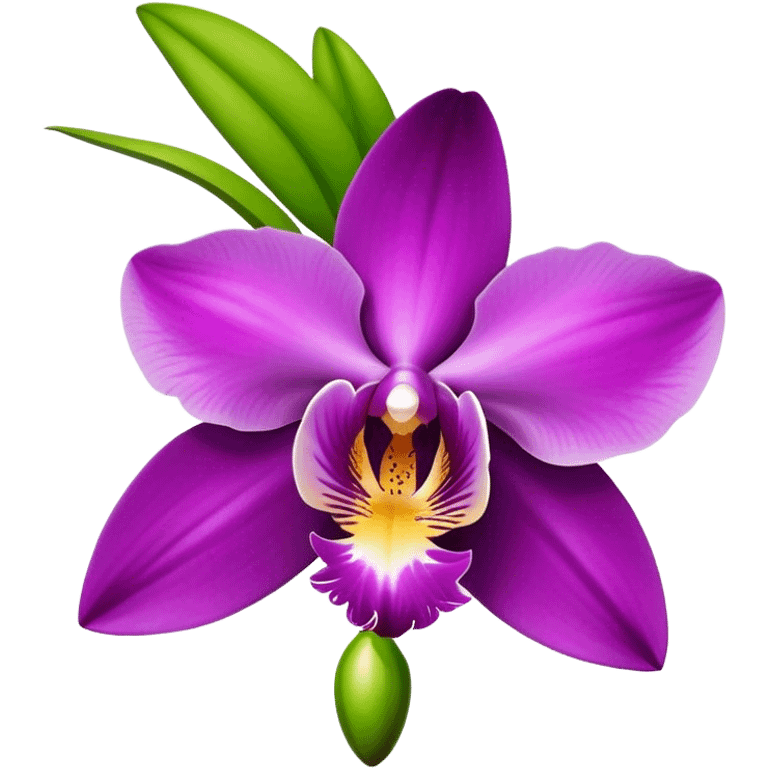 single purple Dendrobium Orchid flower, stem emoji