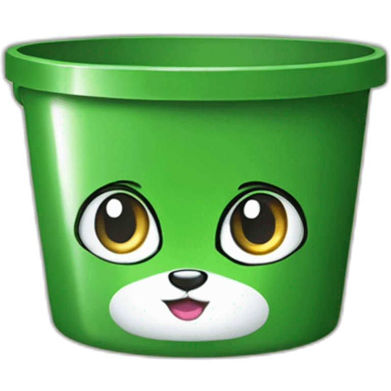 Poubelle verte tête de chat emoji