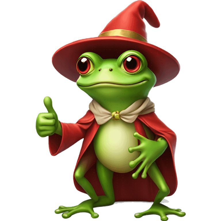 green frog wizard giving thumbs up wearing a red hat emoji