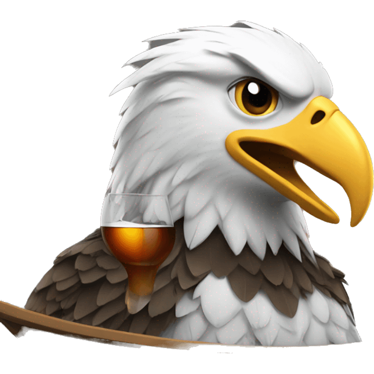 Eagle drinking alcohol on a boat emoji