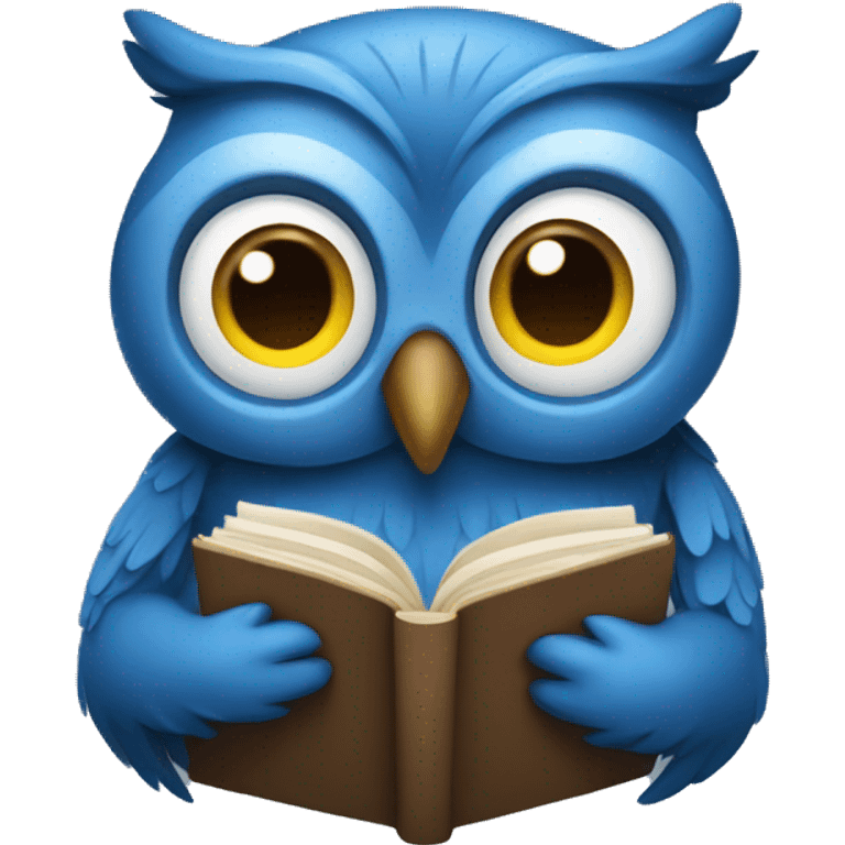 blue owl reading a book emoji