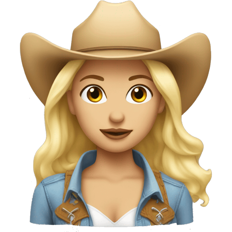 Blonde cowgirl with love heart eyes  emoji