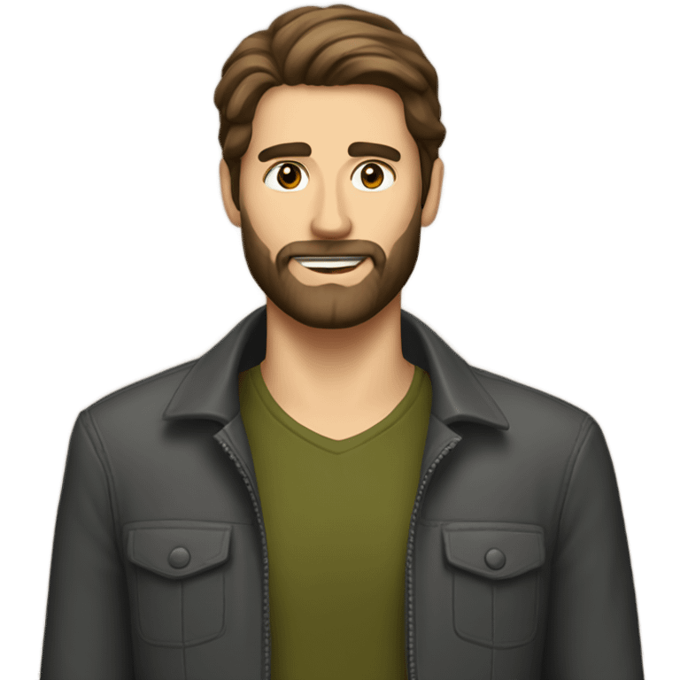 Handsome brunette with beard white man emoji