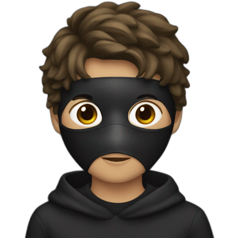 a boy with wearing a black mask emoji